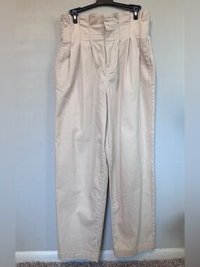 Forever 21 High-Waist Pleated Trousers in Light Cream
